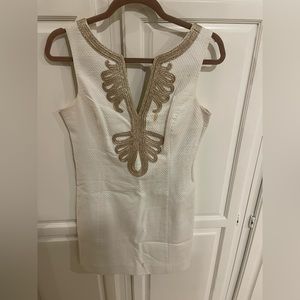 Lily Pulitzer White and Gold Dress
